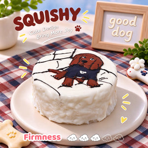 English Cocker Spaniel custom squishy toy side view, showing soft resilient texture, thick glossy surface and squeeze feel of cute stress relief fidget